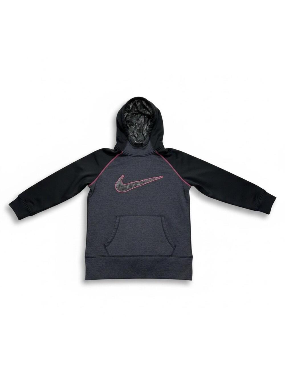 Nike Therma-FIT Youth Pullover Hoodie Gray Black Medium